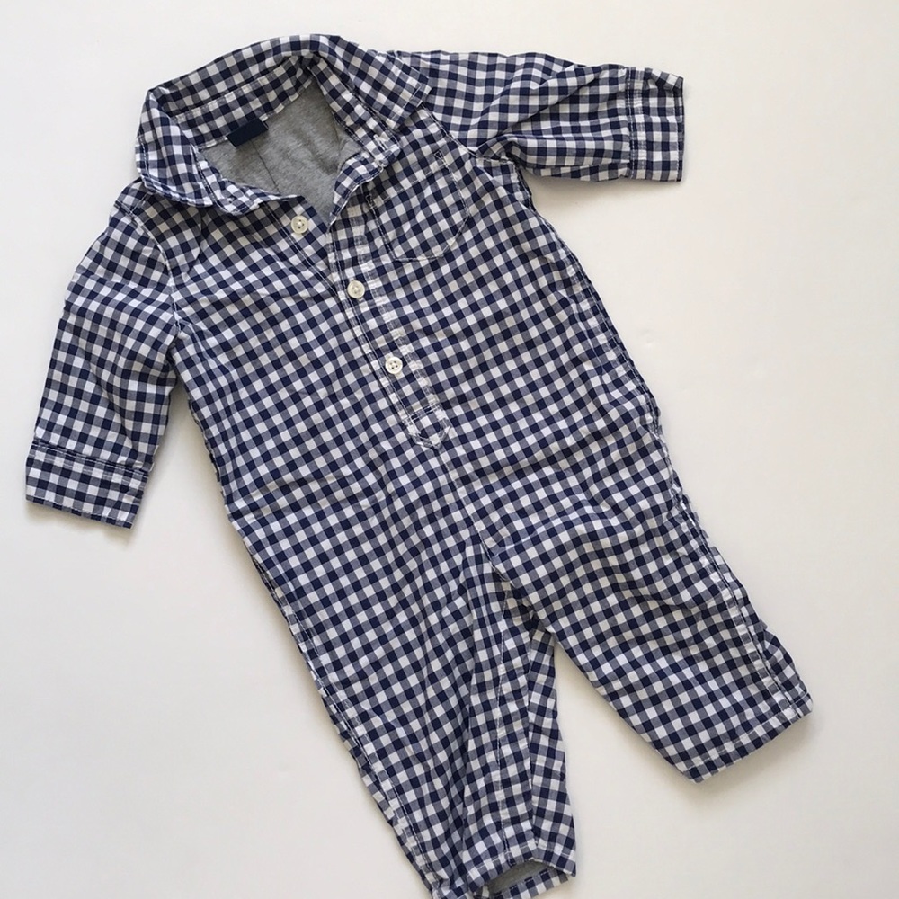Baby GAP plaid jersey lined jumpsuit 3-6 month EUC
